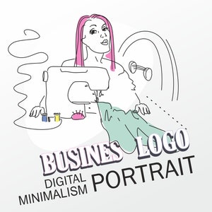 Business Logo Portrait from Photo, One Line Sketch, Cartoon portrait, Minimalist Personalized Wall Art, Printable, Digital file