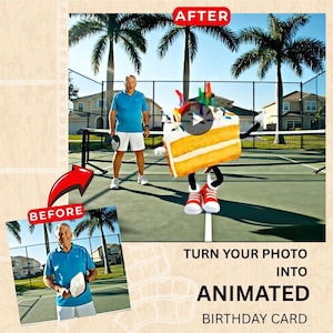 Animação de aniversário personalizada a partir de foto | Cartão digital com efeitos divertidos | Presente de aniversário exclusivo | Cartão animado com IA | Digital