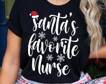 Santa's Favorite Nurse Svg, Merry Nurse Svg, Nurse Christmas Svg, Merry Christmas Svg, Christmas Gift Svg, Cricut Cut File, Sublimation Png