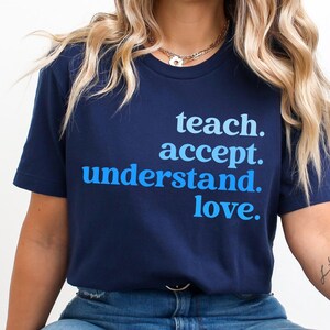 Ensinar Aceitar Entender Amar Svg Png, Design de Camisa Azul de Conscientização sobre Autismo, Arquivo de Sublimação de Professores, Abril Neurodiversidade Svg
