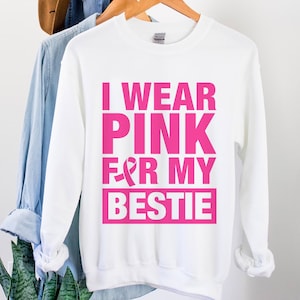 Ik draag roze voor mijn Bestie Svg, Borstkanker Svg, Bewustzijnslint Svg, Cut File, Svg Png Eps, Silhouet, Cricut