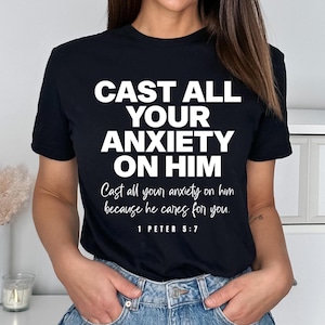 Cast All Your Anxiety on Him Svg, 1 Peter 5 7 Bible Verse Png, Christian Scripture Svg for Cricut, Religious Eps, Faith Sublimation File