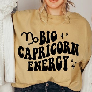 Big Capricorn Energy SVG, Zodiac Svg, Retro Wavy Trendy SVG, Birthday Shirt, Sublimation Design, Digital Cut Files For Cricut & Silhouette