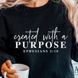 Created With A Purpose SVG, Christian Svg, Bible Verse Svg, Religious Svg, Trendy, Instant Download