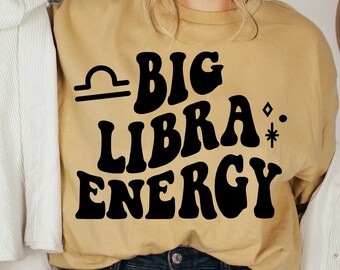Gran Energía Libra SVG: Diseño Zodiacal Retro Ondulado (Archivo de Corte Digital)