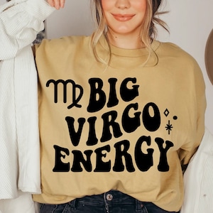 Big Virgo Energy SVG, Zodiac Svg, Retro Wavy Trendy SVG, camisa de aniversário, design de sublimação, arquivos de corte digital para Cricut e Silhouette