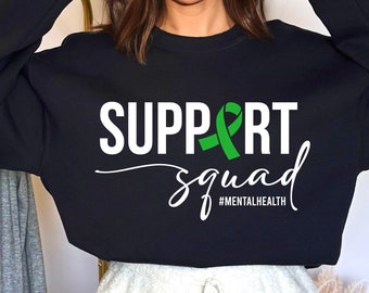 Support Squad Mental Health Svg, Mental Health Month, Green Ribbon, Support Squad SVG, Awareness Ribbon, Cut File for Cricut, Silhouette