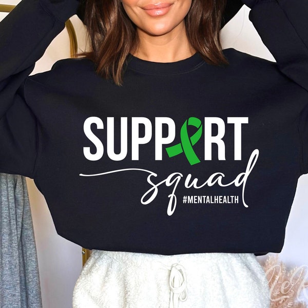 Support Squad Mental Health Svg, Mental Health Month, Green Ribbon, Support Squad SVG, Awareness Ribbon, Cut File for Cricut, Silhouette