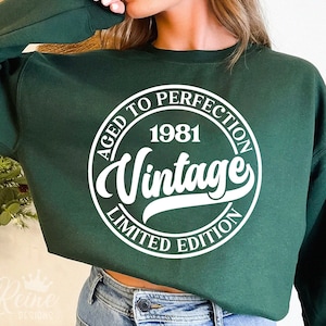 Vintage 1981 svg, Geburtstag svg, alle Original Teile svg, limitierte Auflage, gealtert zur Perfektion, svg geschnitten Datei, Png Eps