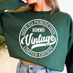 Vintage 1986 Svg, Verjaardag Svg, All Original Parts Svg, Limited Edition, Aged to Perfection, Svg Cut File, Png Eps