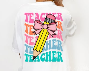 Pencil Coquette Bow Svg, Back To School Sublimation, Retro Teacher Svg, Gift For Teacher, Coquette Pencil Svg Png Eps, Cricut Cut File