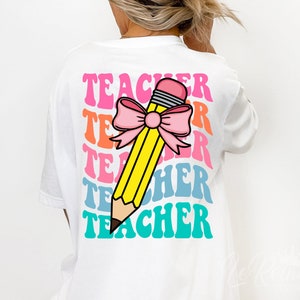 Lápis Coquette Bow Svg, Sublimação de volta às aulas, Retro Teacher Svg, Presente para professor, Coquette Pencil Svg Png Eps, Arquivo de corte Cricut