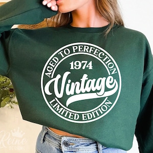 Vintage 1974 svg, Geburtstag svg, alle Original Teile svg, limitierte Auflage, gealtert zur Perfektion, svg geschnitten Datei, Png Eps