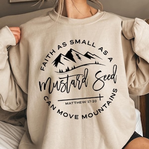 Glaube so klein wie ein Senfkorn kann Berge versetzen, Bibel-Vers-Svg, Christliche Schrift-Svg, Cricut Cut-Datei, Sublimations-Png