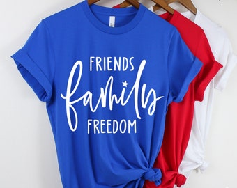 Friends Family Freedom Svg, 4th of July Svg, July 4th svg, Fourth of July Svg, Independence Day Shirt Svg, Cut File Cricut, Svg Png Eps