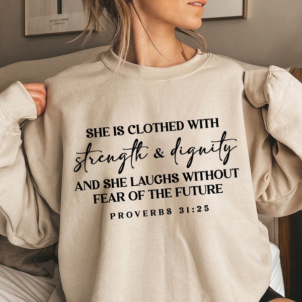 She is clothed with strength and dignity Svg, Christian Svg, Bible Verse Svg, Proverbs 31 25 Svg , Cameo, Silhouette, Cricut Cut File