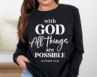 With God All Things Are Possible Svg, Matthew 19 26 Svg, Christian Shirt Svg, Religious Svg Png Eps, Cricut Cut File