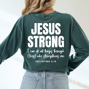 Jesús Fuerte SVG, Filipenses 4:13 SVG, Versículo Bíblico Svg, Archivo de Corte Christian Svg para Cricut, Silueta, Sublimación Png
