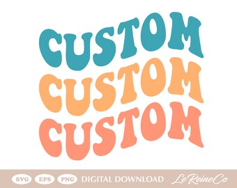 Aangepaste golvend gestapeld, aangepaste SVG, gepersonaliseerde, aangepaste retro golvende tekst Svg, gesneden bestand afdrukbare PNG Cricut Svg sublimatie