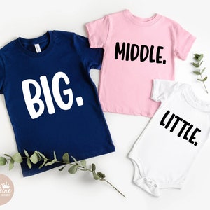 Großes mittleres kleines Baby zwarte, großes mittleres kleines zwart svg, Geschwisterßpng, drittes Babymitteilung, großer Bruder, große Schwester, svg, Png, sofortiger Download