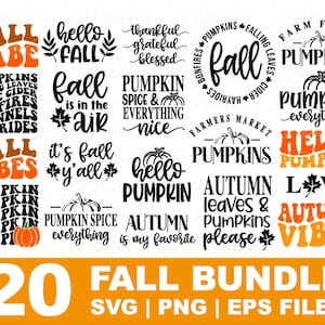 Fall SVG Bundle, 20 Designs, Autumn Bundle, Fall SVG for Cricut, Thanksgiving Svg, Instant Download