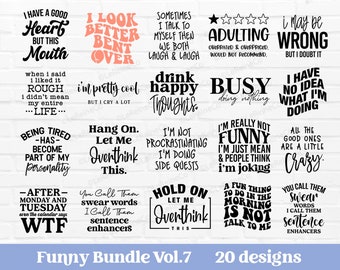 Funny Bundle Funny Quotes Svg, 20 Sarcastic Bundle, Sayings