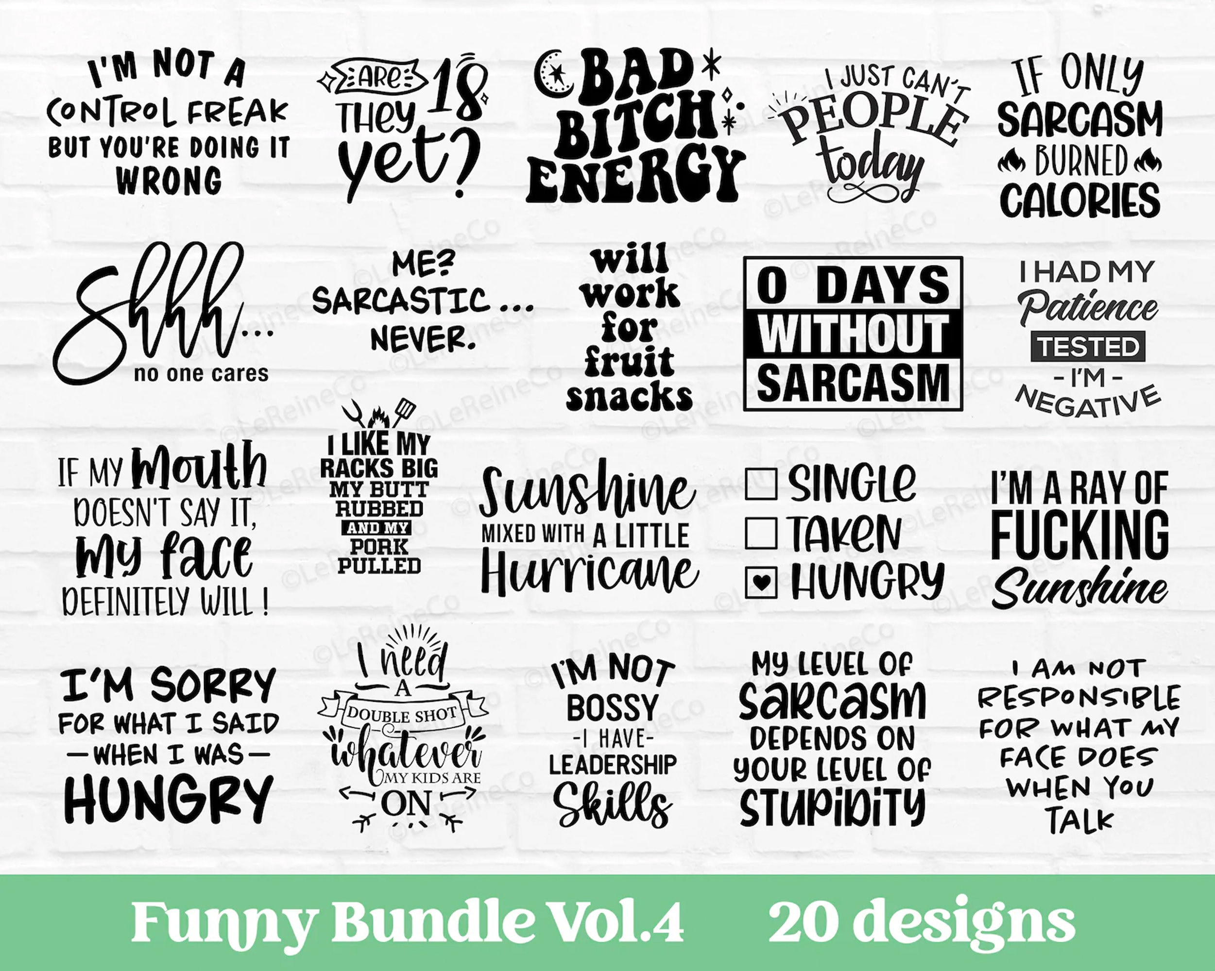 Funny Bundle Vol.4, Funny Quotes Svg, 20 Designs, Sarcastic Bundle, Sayings  Svg Png, Instant Download - Etsy, image size:2501x2000
