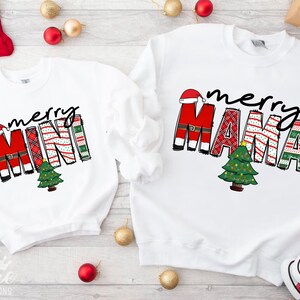 Merry Mama & Merry Mini Bundle Png, Boże Narodzenie Png, Modna Merry Mama i Merry Mini Sublimacja, Sezon świąteczny Png, Rodzina świąteczna Png