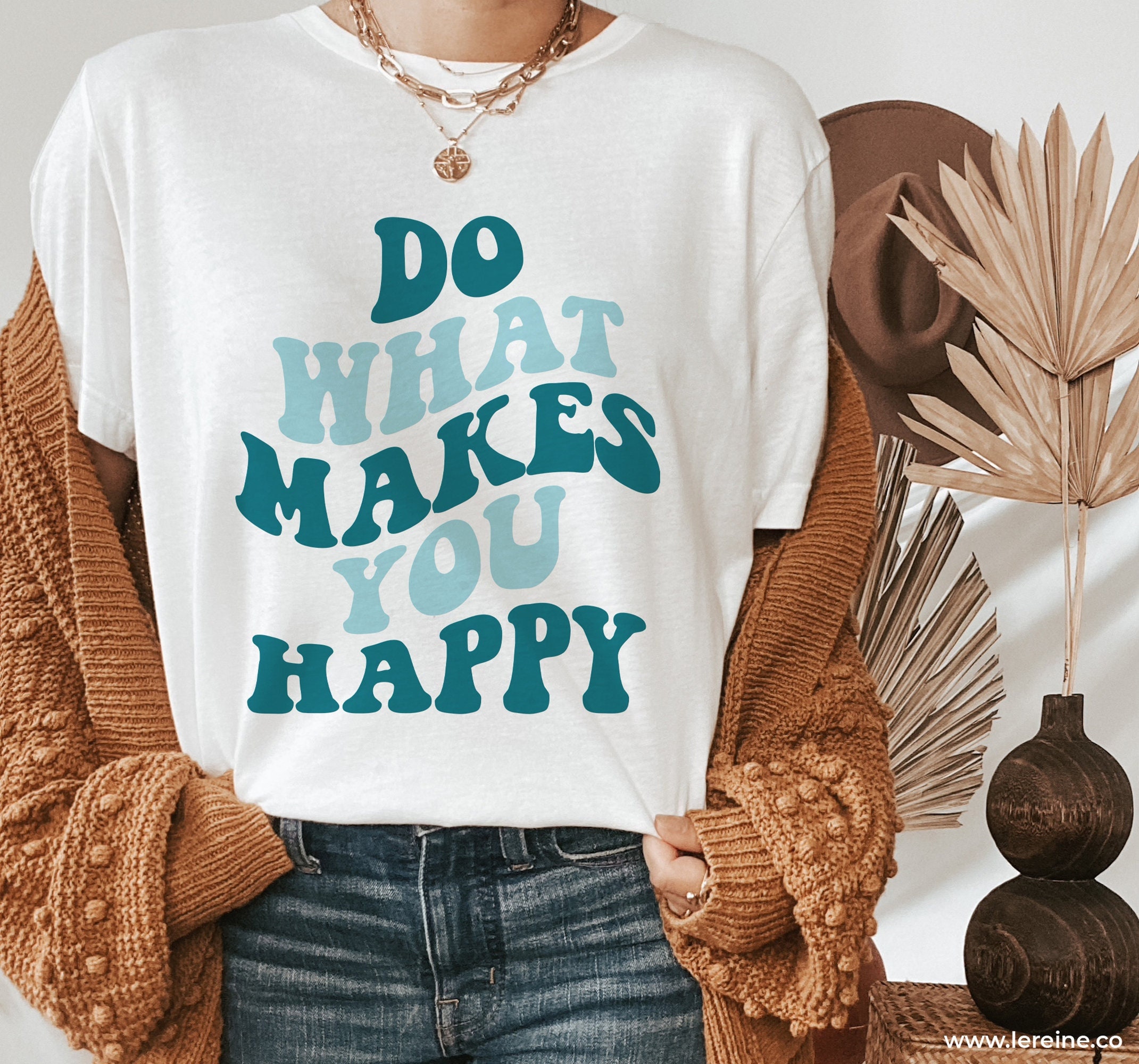 Discover Slogan メンズ レディース Tシャツ スローガン Do What Makes You Happy