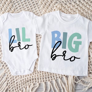 Lil Bro & Big Bro SVG, kleiner Bruder SVG, Geschwister Zitat, Baby Ankündigung SVG, Cricut Cut Datei, Sublimation Png