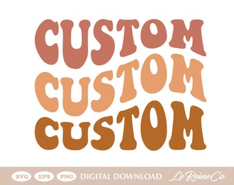 Aangepaste golvende gestapelde SVG, gepersonaliseerde, aangepaste retro golvende tekst Svg, aangepaste SVG, gesneden bestand afdrukbare PNG Cricut Svg sublimatie