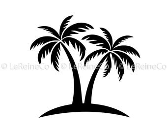 Palm Trees Silhouette, Palm Trees Clipart, Tropical Svg, Beach Palm Cut Files for Silhouette, Palm Tree Design, Svg Png Eps Dxf, Vector File