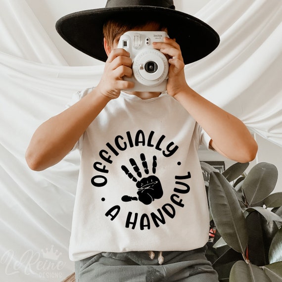 Officially a Handful Svg, Fifth Birthday Svg, 5th Birthday Party Shirt, Boys Birthday Gift, Kids Shirt Svg Png Eps, Svg Files For Cricut