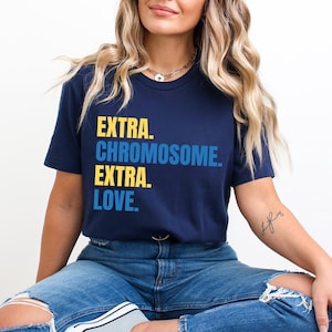 Extra Chromosome Extra Love Svg, Consapevolezza della sindrome di Down Png, Sublimazione blu e gialla Png, Chromie Saying Cricut SVG, Regalo per esigenze speciali