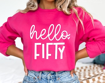 Hallo vijftig SVG, Hallo 50 SVG, vijftig verjaardag SVG, vijftigste verjaardag SVG, 50e verjaardag shirt SVG, vijftig-Licious SVG, SVG PNG EPS, Cricut