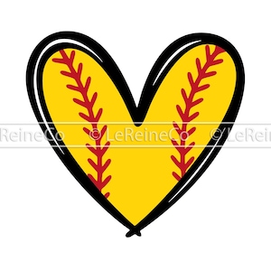 Coração de Softball SVG PNG, Vetor de Coração com Ponto de Bola Amarela, Mãe de Softball Cricut SVG, Sublimação de Dia de Jogo PNG, Clipart de Amor em Softball