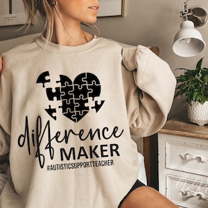 Difference Maker Autistic Support Teacher Svg, Autism Cut File, Autism Support SVG, Autism Awareness Svg, Autism Puzzle Svg Png Eps, Cricut