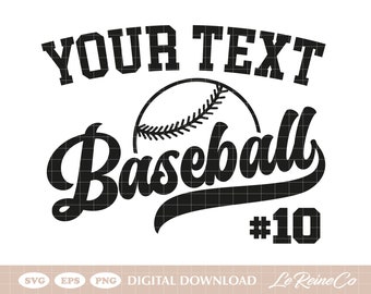 Benutzerdefinierter Baseball-Text-Logo-Svg, benutzerdefinierter Baseball-Name, Baseball-Shirt-Png, Cricut-Schnitt-Dateien
