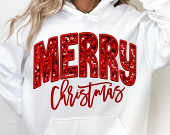 Vrolijk kerstfeest pailletten png, trendy kerstglitter png, kerstseizoen png, kerstman png, kerstshirt png, sublimatieontwerpen
