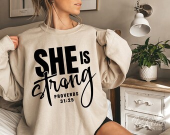 She is Strong Svg, Proverbs 31 25, Bible Verse Svg, Inspirational Svg, Christian Svg, Cut File, Cricut