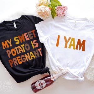 Minha batata-doce está grávida e eu inhame Svg Bundle, Casais correspondentes Outono anúncio de gravidez Svg, Ação de Graças Svg, Cricut, Sublimação Png
