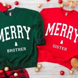 Joyeux frère et soeur SVG PNG EPS, joyeux soeur, joyeux frère, chemise de Noël Svg, Noël famille Svg, fichier coupe Svg Cricut, Png