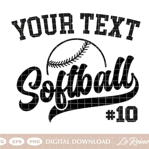 Niestandardowe logo tekstowe Softball Svg, niestandardowa nazwa Softball, koszulka Softball Png, pliki Cricut Cut