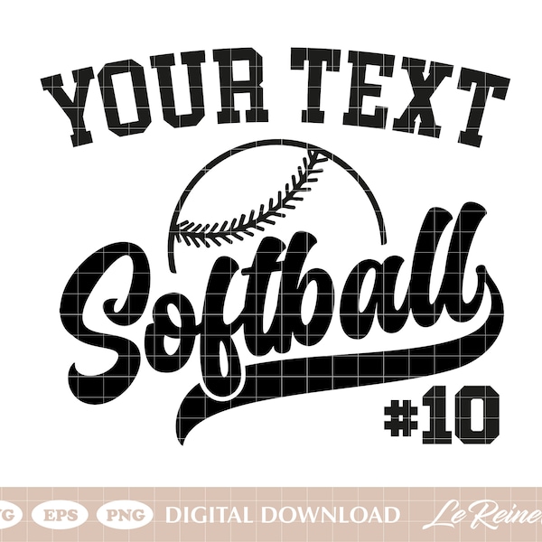 Softball personnalisé texte Logo Svg, nom de Softball personnalisé, Softball chemise Png, fichiers de coupe Cricut