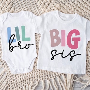 Lil Bro & Big Sis SVG, kleiner Bruder SVG, große Schwester SVG, Geschwister Zitat, Baby Ankündigung SVG, Cricut Cut Datei, Sublimation Png