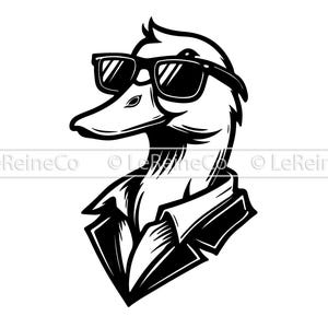 Duck with Sunglasses Svg, Sublimation File, Vector Clipart Image, Duck Cricut Cut File, Duck Svg Png Eps Dxf, Silhouette