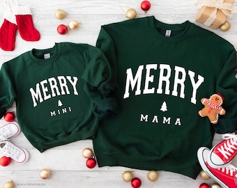 Merry Mama and Mini SVG PNG EPS, Merry Mama, Christmas Shirt Svg, Christmas Family Svg, Mommy and Me Svg, Mama Claus Svg, Cricut