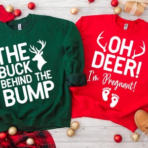 Oh Deer I'm Pregnant & The Buck Behind the Bump Svg, Gravidez Svg, Natal Maternidade Svg, Anúncio De Gravidez De Casal Png, Sublimação