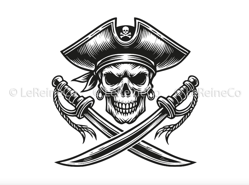 Pirate Skull Svg, Crossed Swords Clipart, Skull and Bones Svg, Pirate ...