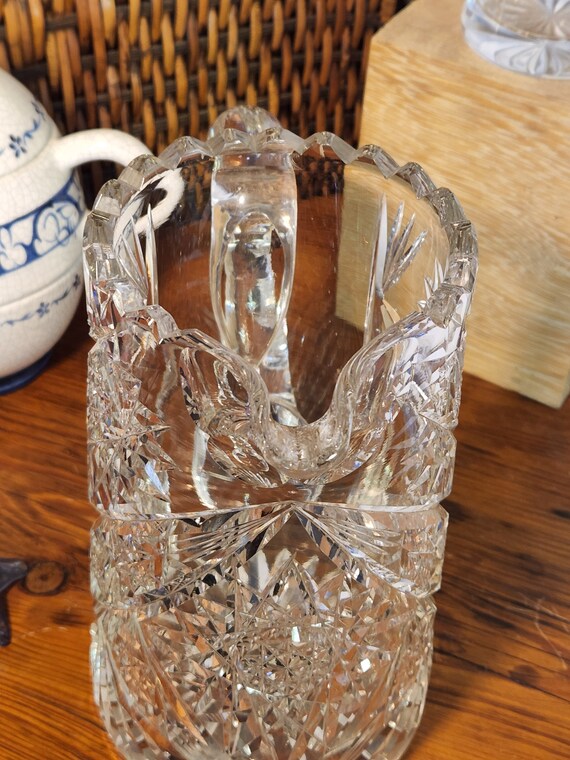 Vintage Cut Lead Glass Pitcher Vintage Crystal Pitcher Etsy